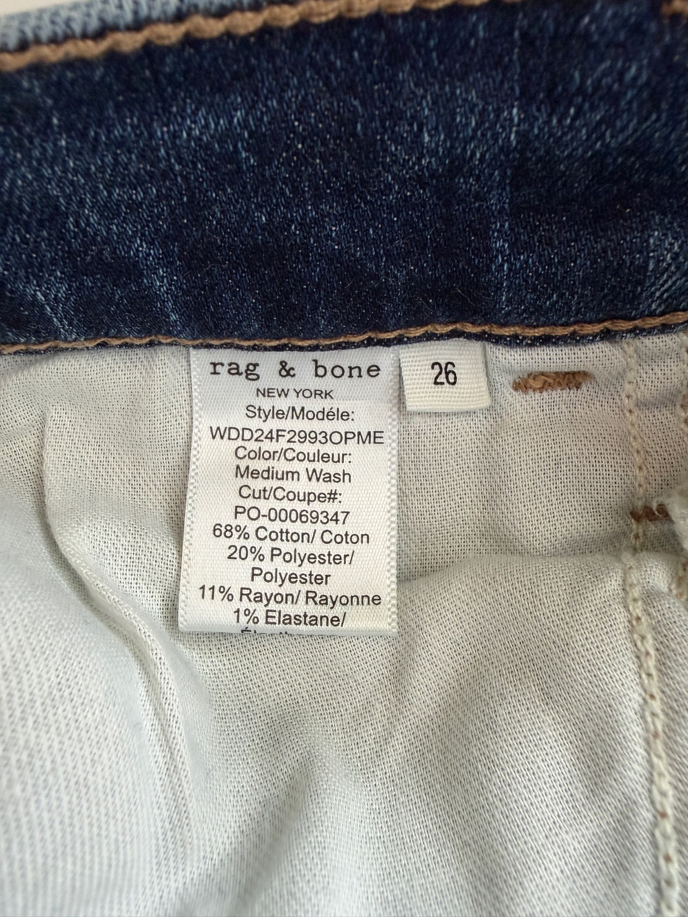 Rag & Bone Serena High Rise Crop Wide Leg Jeans in Med Wash, Size 26 - Picture 7 of 7